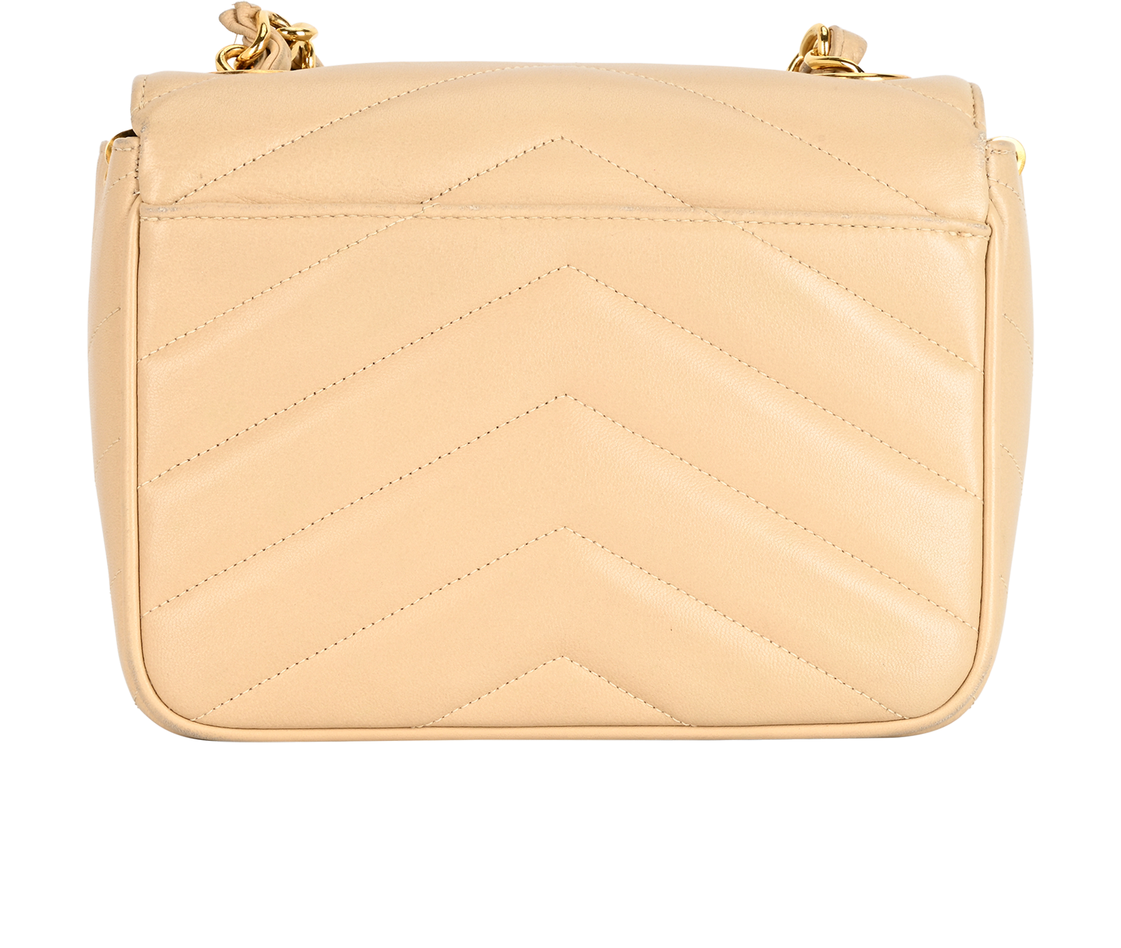 Mini Square Flap Chevron, &pound;2,900, Handbags, Beige, Lambskin Leather, Back view